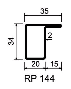 Profilé menuiserie acier RP-Technik S235JR  RP 144 longueur 6m décapé